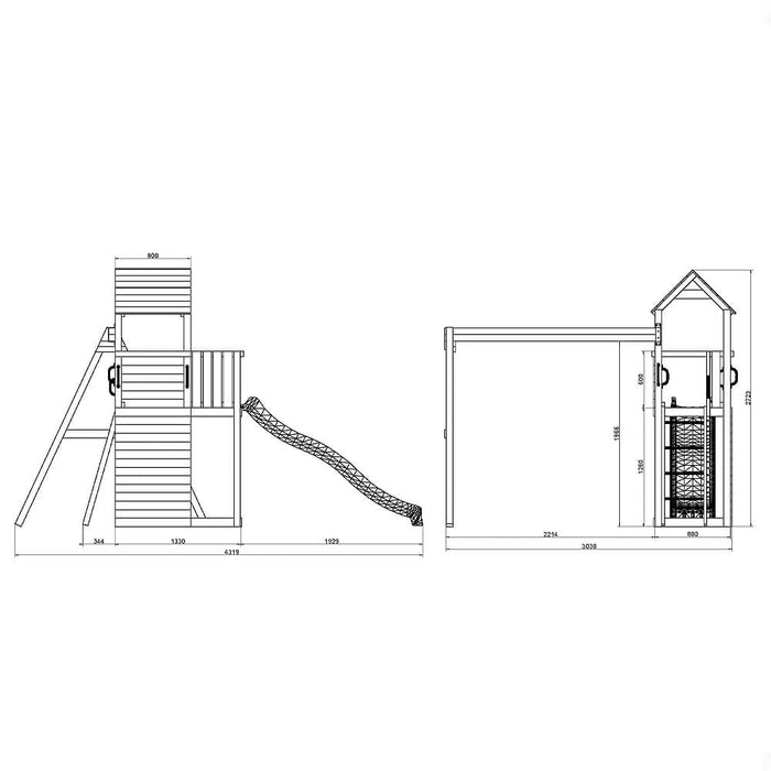 Fungoo BOOMER3 Spielturm mit Rutsche 2 Schaukel Kletterwand 2 Sandkasten Kinder