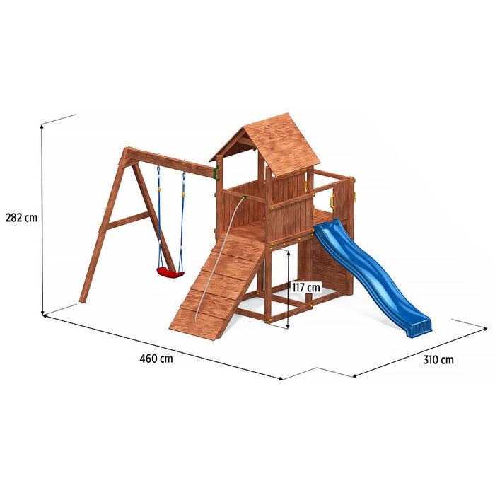 Fungoo CAROL3 Spielturm mit Rutsche Schaukel Kletterwand Kinder