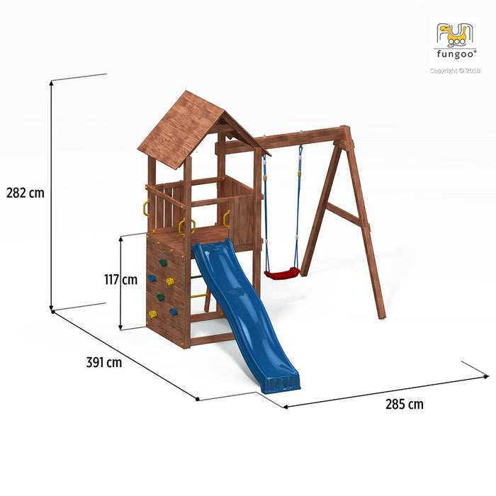 Spielturm Carol 2 mit Rutsche, Schaukel und Kletterwand